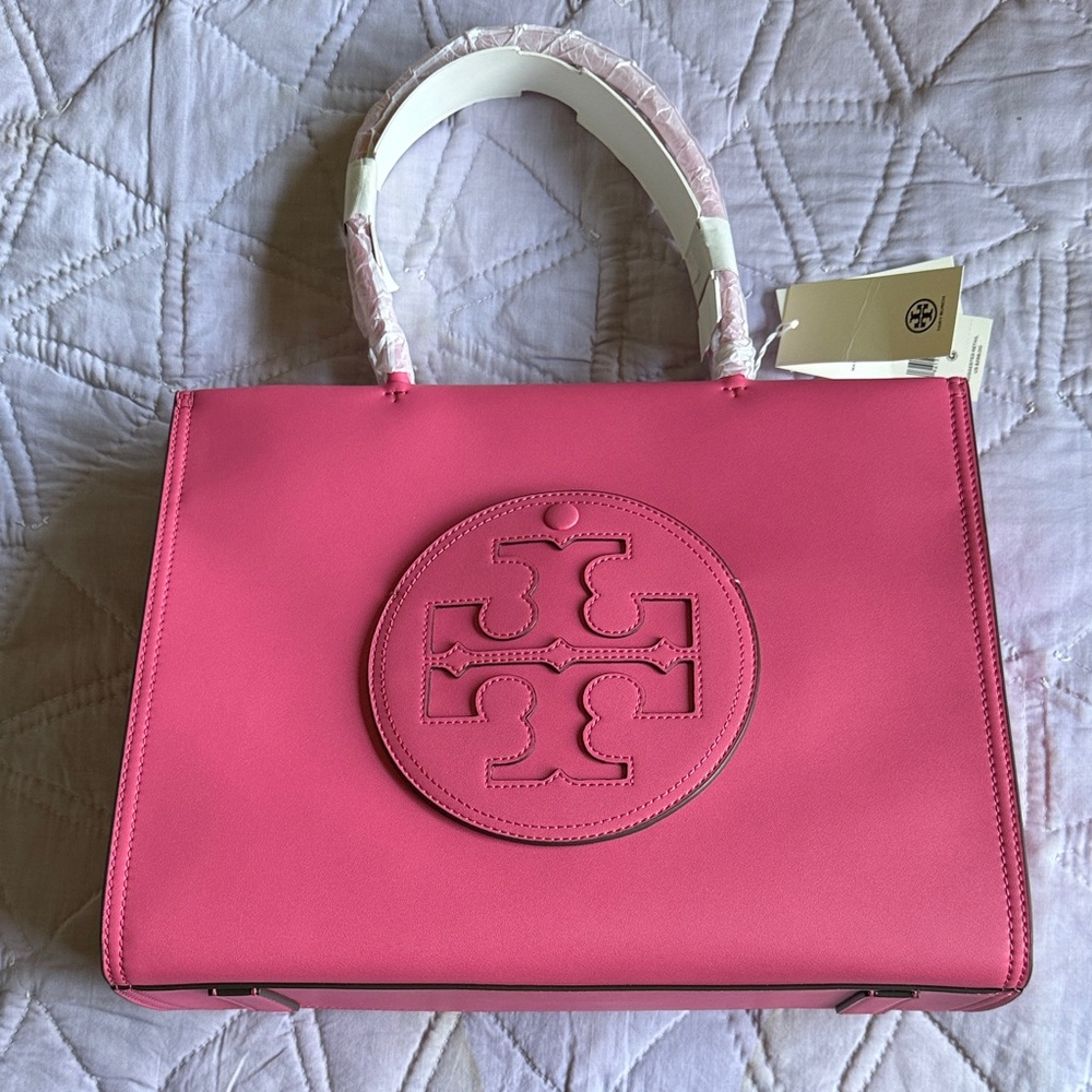 Tory Burch Vibrant Watermelon Pink Ella Bio Small Tote